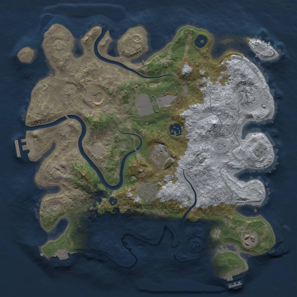 Rust Map: Procedural Map, Size: 3500, Seed: 65540, 14 Monuments