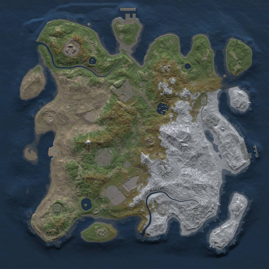 Rust Map: Procedural Map, Size: 3500, Seed: 23, 13 Monuments