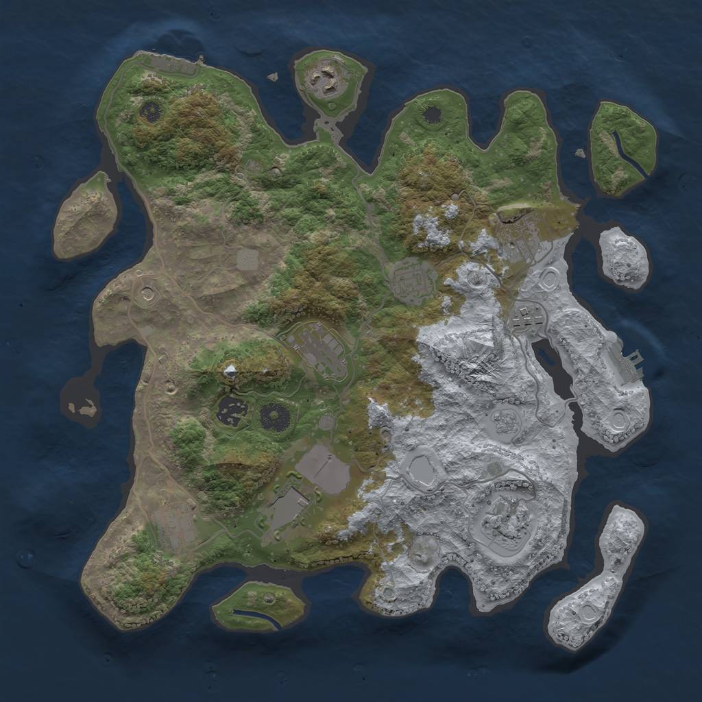 Rust Map: Procedural Map, Size: 3500, Seed: 23, 18 Monuments