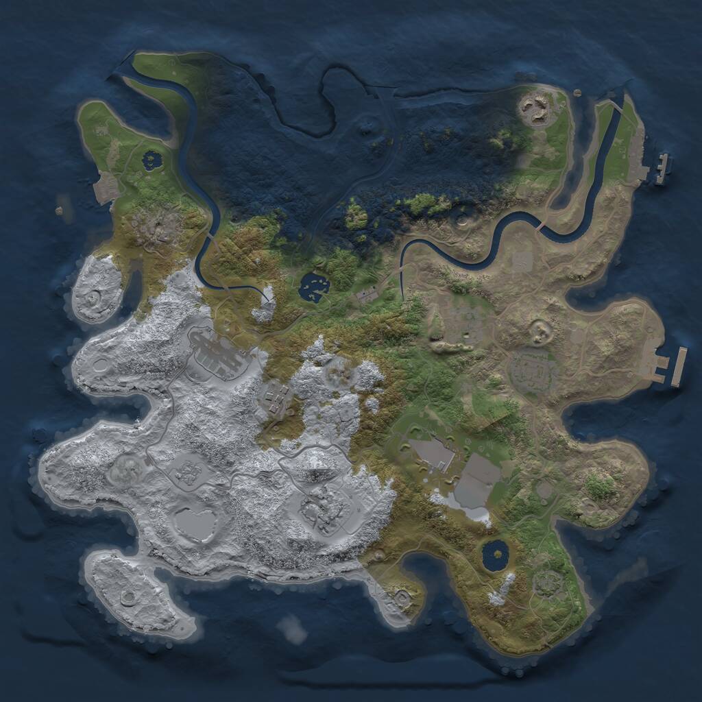 Rust Map: Procedural Map, Size: 3550, Seed: 361412, 14 Monuments