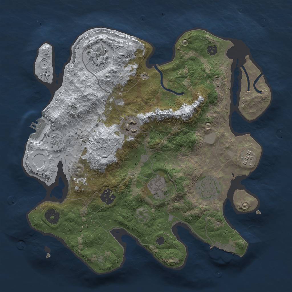 Rust Map: Procedural Map, Size: 3000, Seed: 1410263913, 14 Monuments