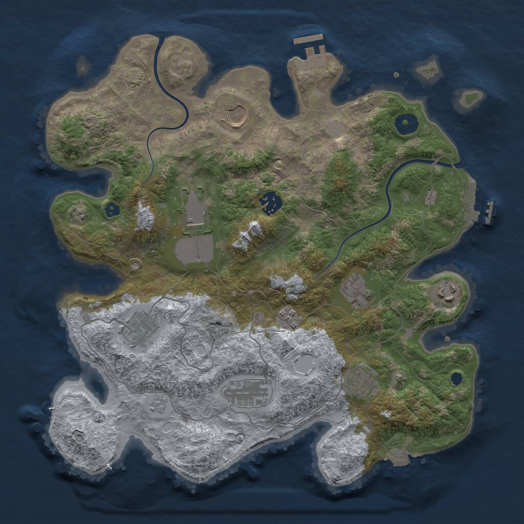 Rust Map: Procedural Map, Size: 3550, Seed: 983586, 14 Monuments