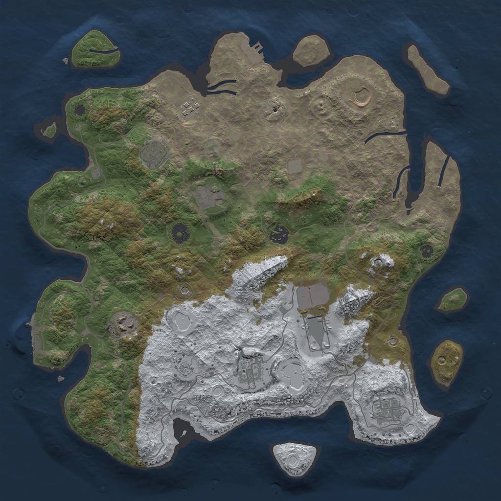 Rust Map: Procedural Map, Size: 4000, Seed: 13159, 18 Monuments