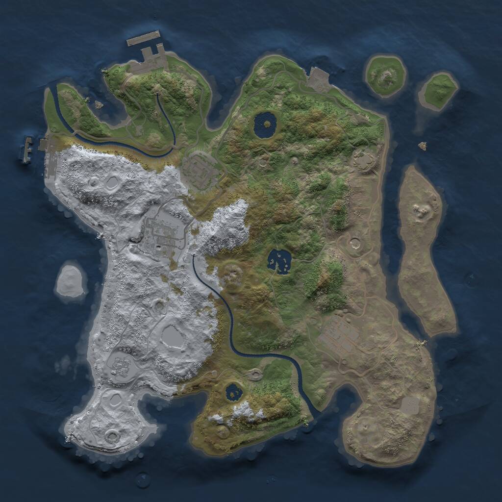 Rust Map: Procedural Map, Size: 3000, Seed: 1202537920, 10 Monuments