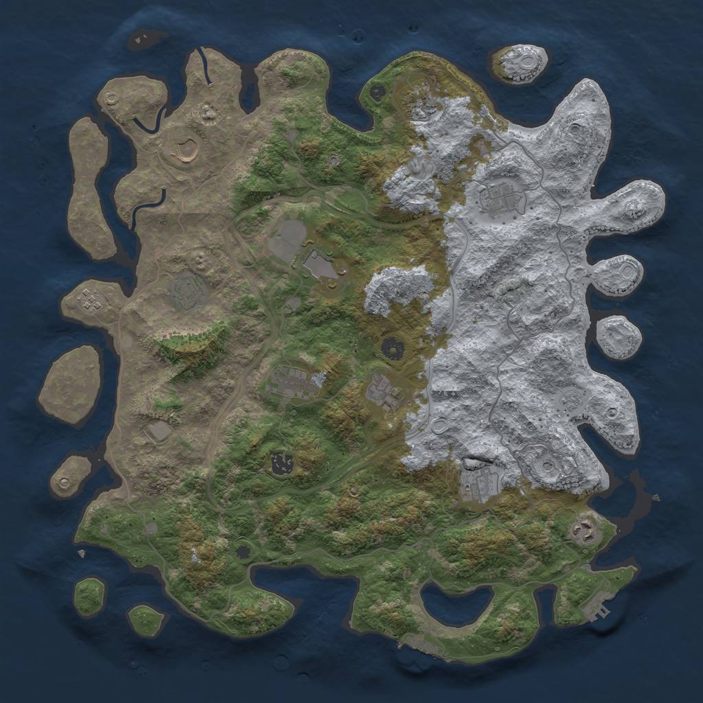 Rust Map: Procedural Map, Size: 4500, Seed: 1094513311, 18 Monuments