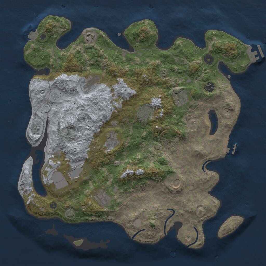 Rust Map: Procedural Map, Size: 4000, Seed: 305, 16 Monuments