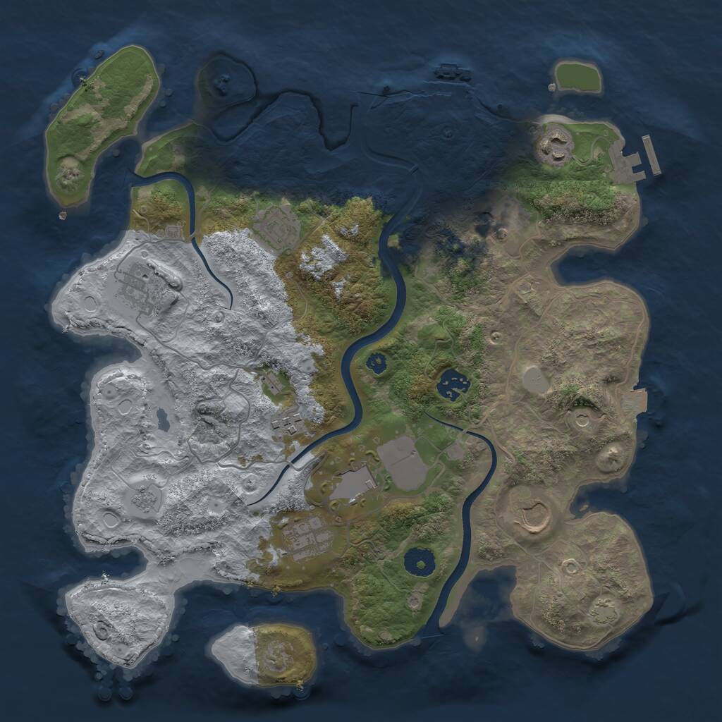 Rust Map: Procedural Map, Size: 3550, Seed: 821371, 15 Monuments