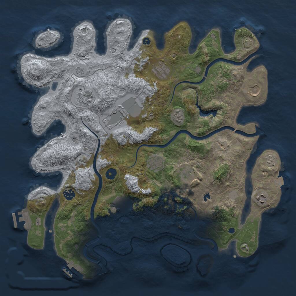 Rust Map: Procedural Map, Size: 4000, Seed: 489200, 16 Monuments