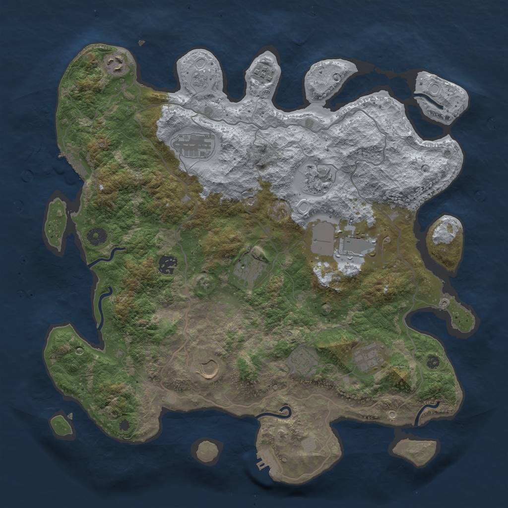 Rust Map: Procedural Map, Size: 4000, Seed: 299448, 19 Monuments
