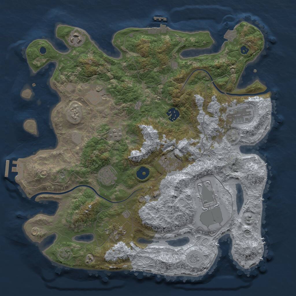 Rust Map: Procedural Map, Size: 3550, Seed: 278267, 15 Monuments