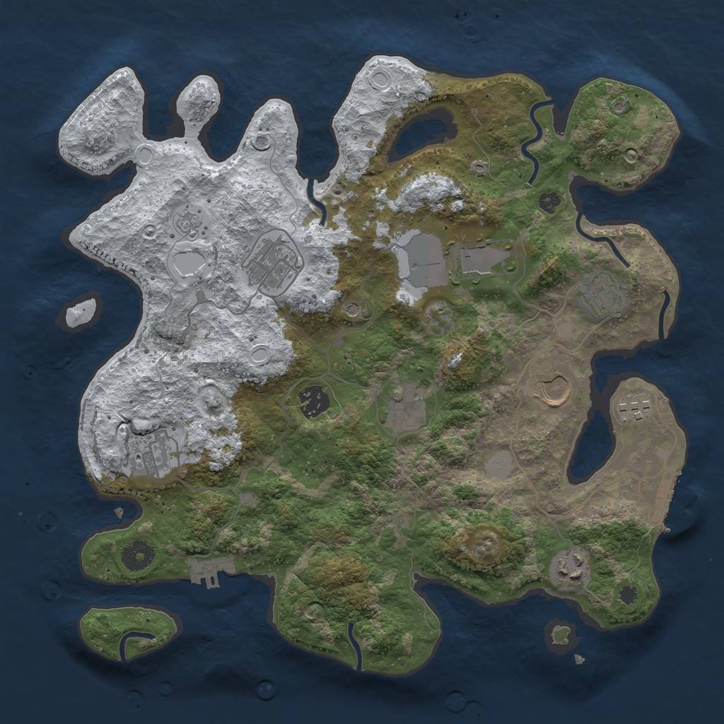 Rust Map: Procedural Map, Size: 3500, Seed: 31509, 18 Monuments