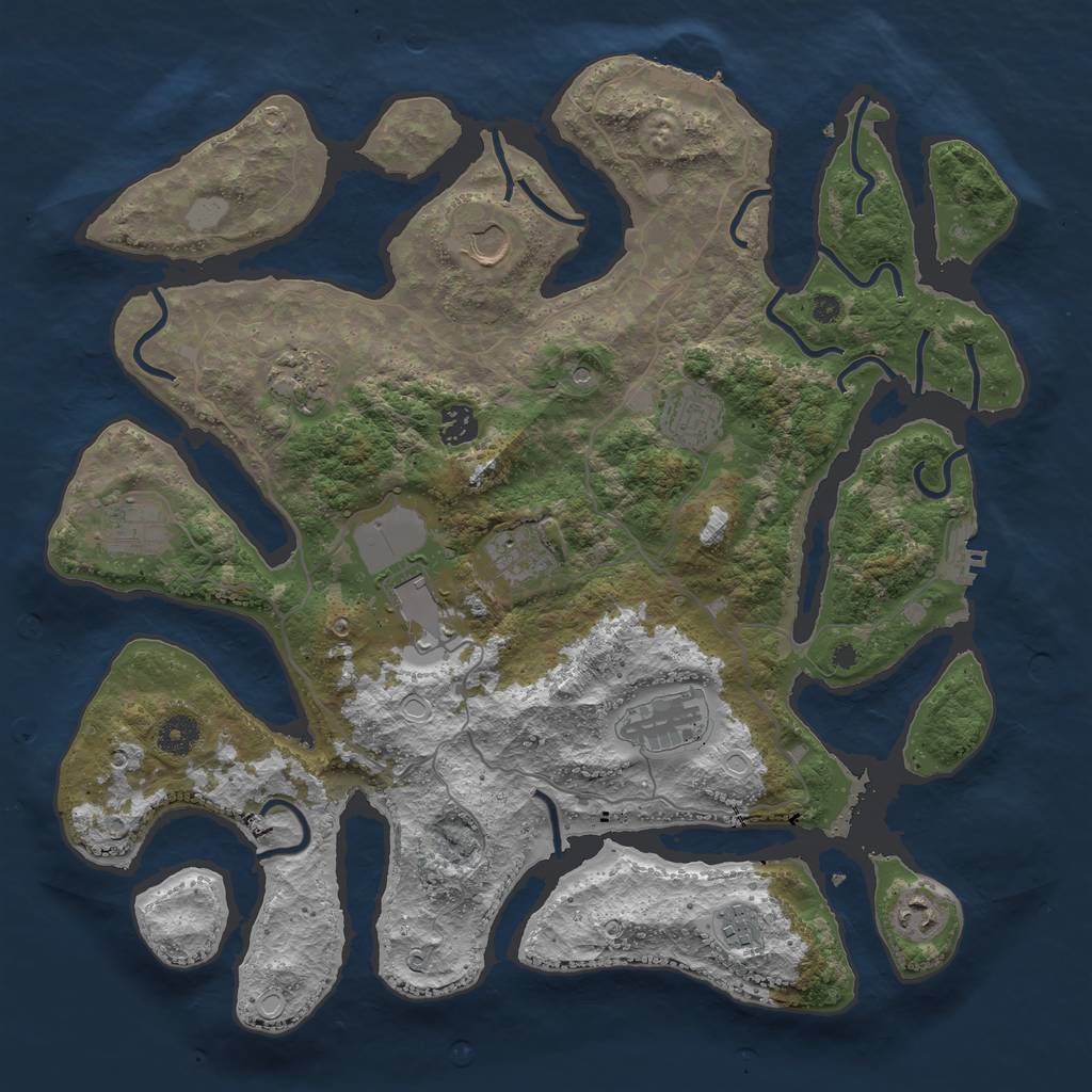 Rust Map: Procedural Map, Size: 4000, Seed: 1250703482, 18 Monuments
