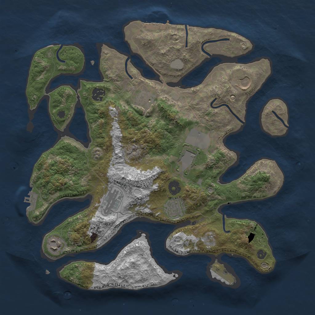 Rust Map: Procedural Map, Size: 3550, Seed: 301161, 14 Monuments