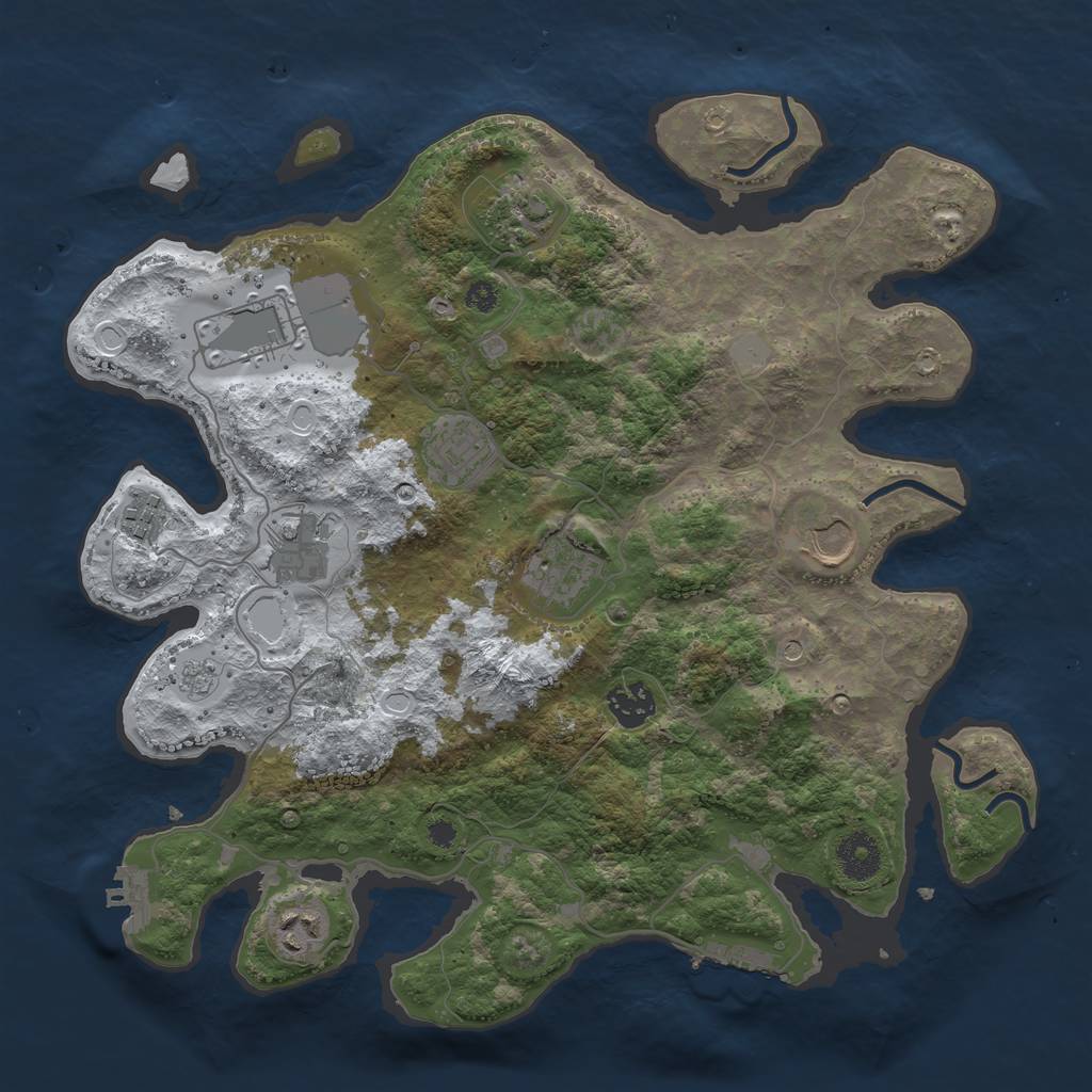 Rust Map: Procedural Map, Size: 3550, Seed: 588253, 18 Monuments