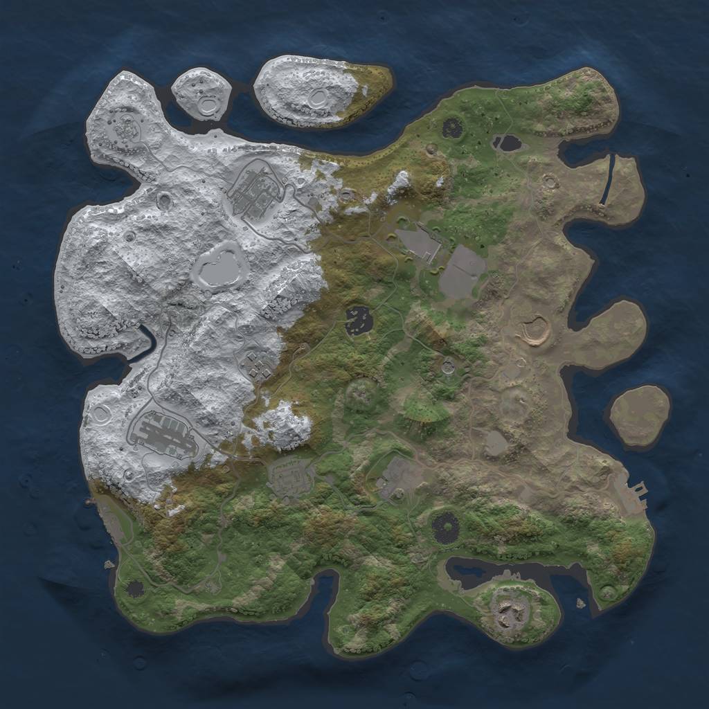 Rust Map: Procedural Map, Size: 3600, Seed: 822693819, 18 Monuments