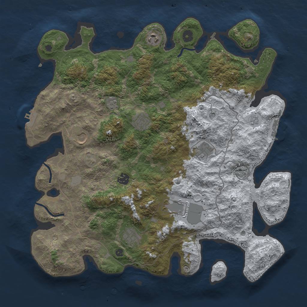 Rust Map: Procedural Map, Size: 4000, Seed: 772141, 17 Monuments