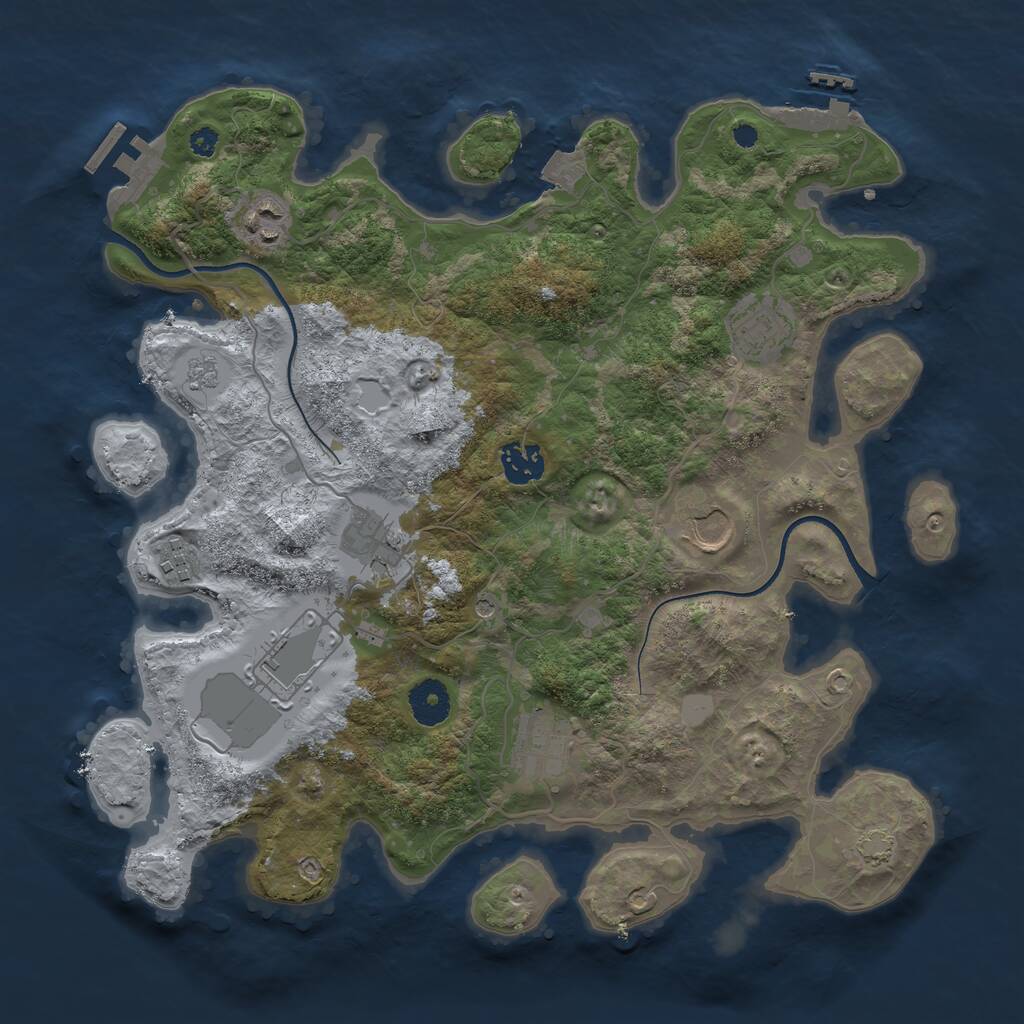 Rust Map: Procedural Map, Size: 3550, Seed: 108853, 14 Monuments