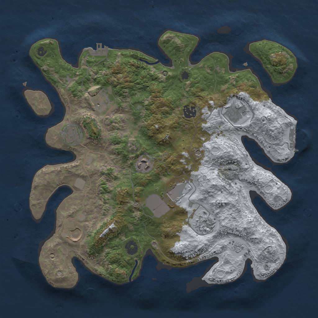 Rust Map: Procedural Map, Size: 3550, Seed: 310178, 17 Monuments