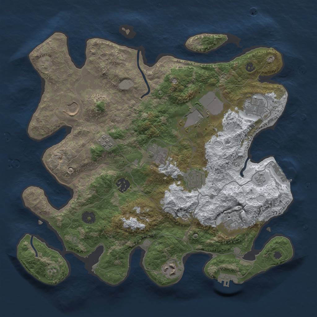 Rust Map: Procedural Map, Size: 3500, Seed: 1819225889, 18 Monuments