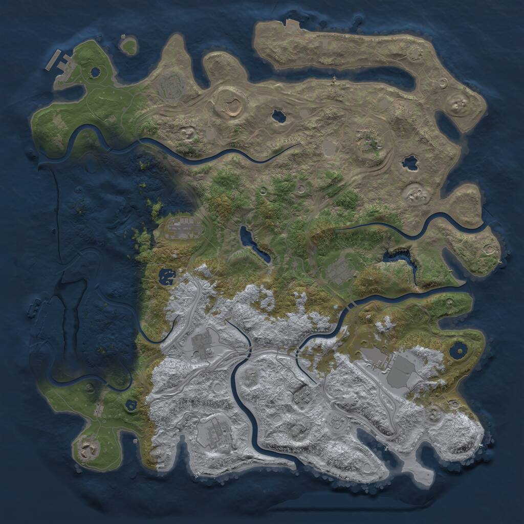 Rust Map: Procedural Map, Size: 4500, Seed: 4341678, 17 Monuments
