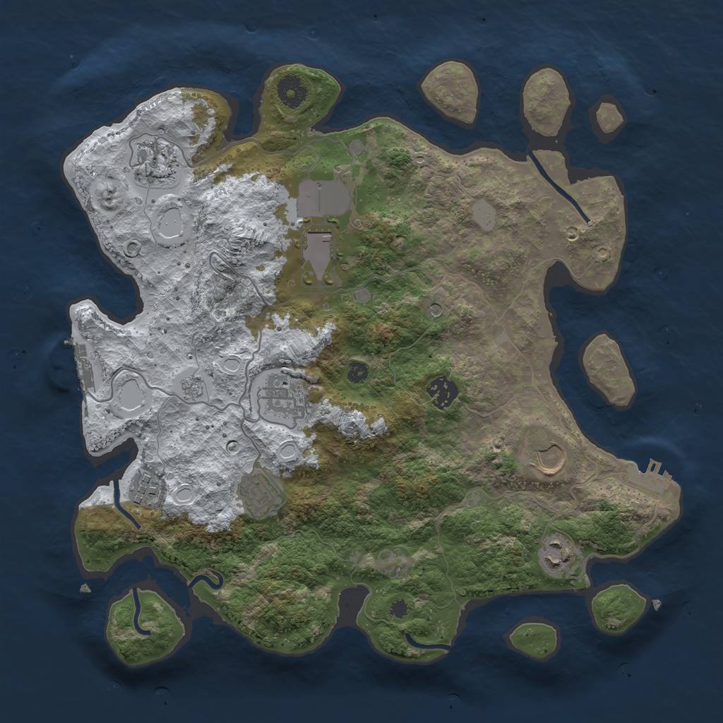Rust Map: Procedural Map, Size: 3550, Seed: 298037, 17 Monuments