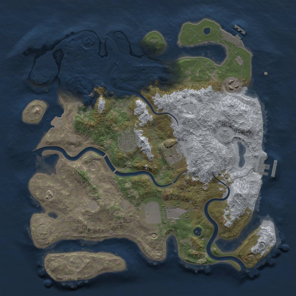 Rust Map: Procedural Map, Size: 3500, Seed: 736528423, 10 Monuments