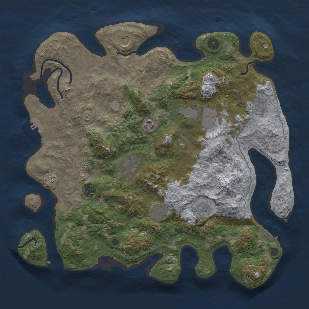Rust Map: Procedural Map, Size: 4000, Seed: 56584, 18 Monuments