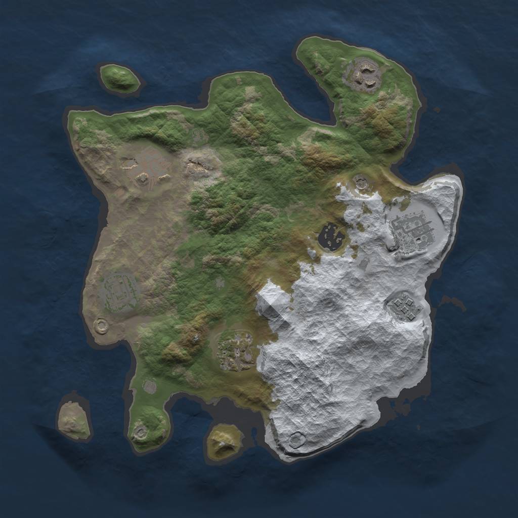 Rust Map: Barren, Size: 3000, Seed: 44, 10 Monuments