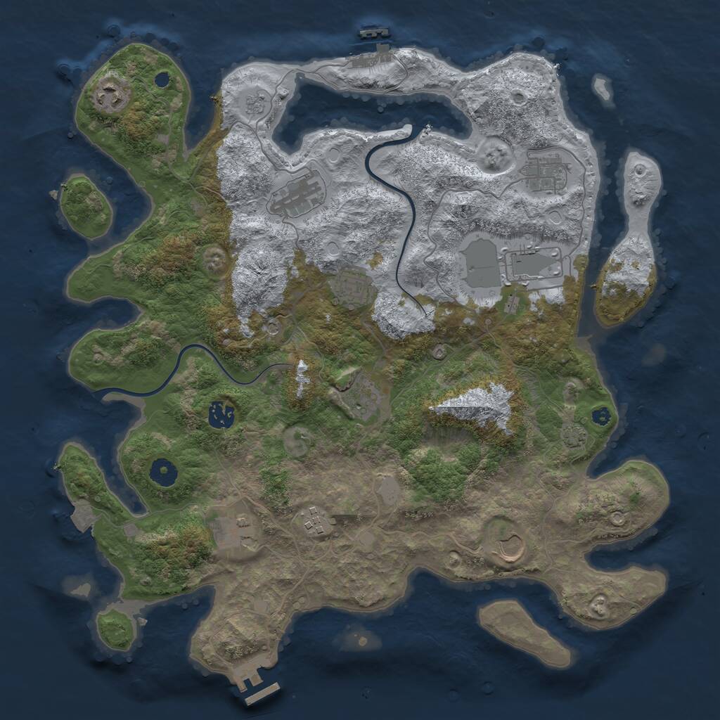 Rust Map: Procedural Map, Size: 3950, Seed: 710269477, 16 Monuments
