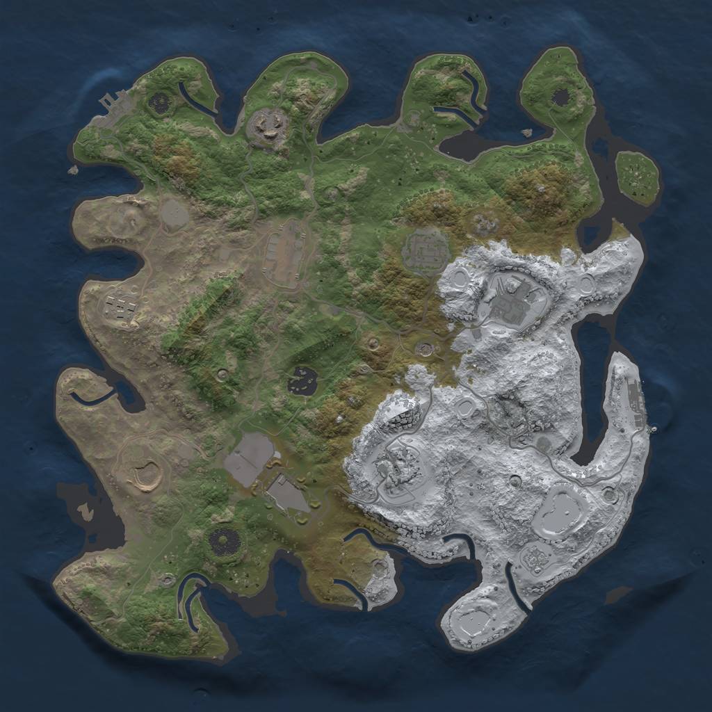 Rust Map: Procedural Map, Size: 3550, Seed: 181285, 18 Monuments