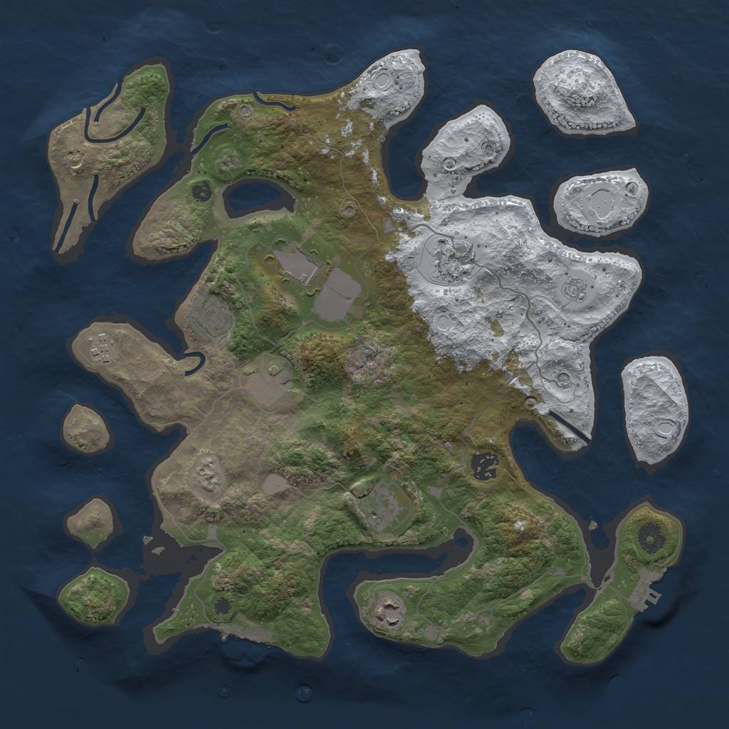 Rust Map: Procedural Map, Size: 3800, Seed: 123, 17 Monuments