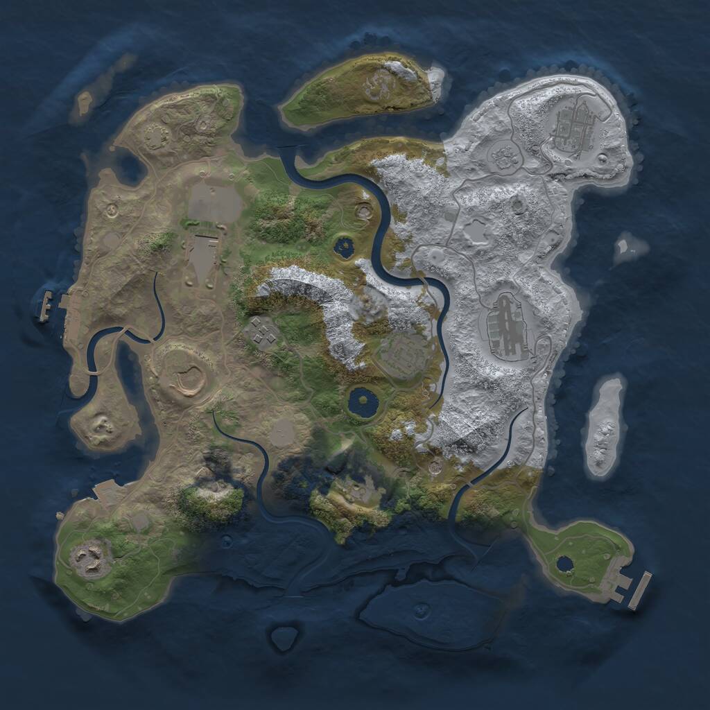 Rust Map: Procedural Map, Size: 3550, Seed: 393923, 14 Monuments