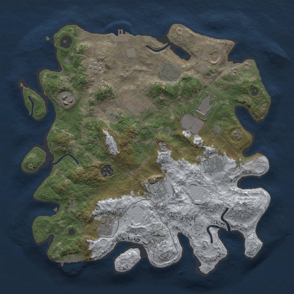 Rust Map: Procedural Map, Size: 3550, Seed: 738986, 19 Monuments
