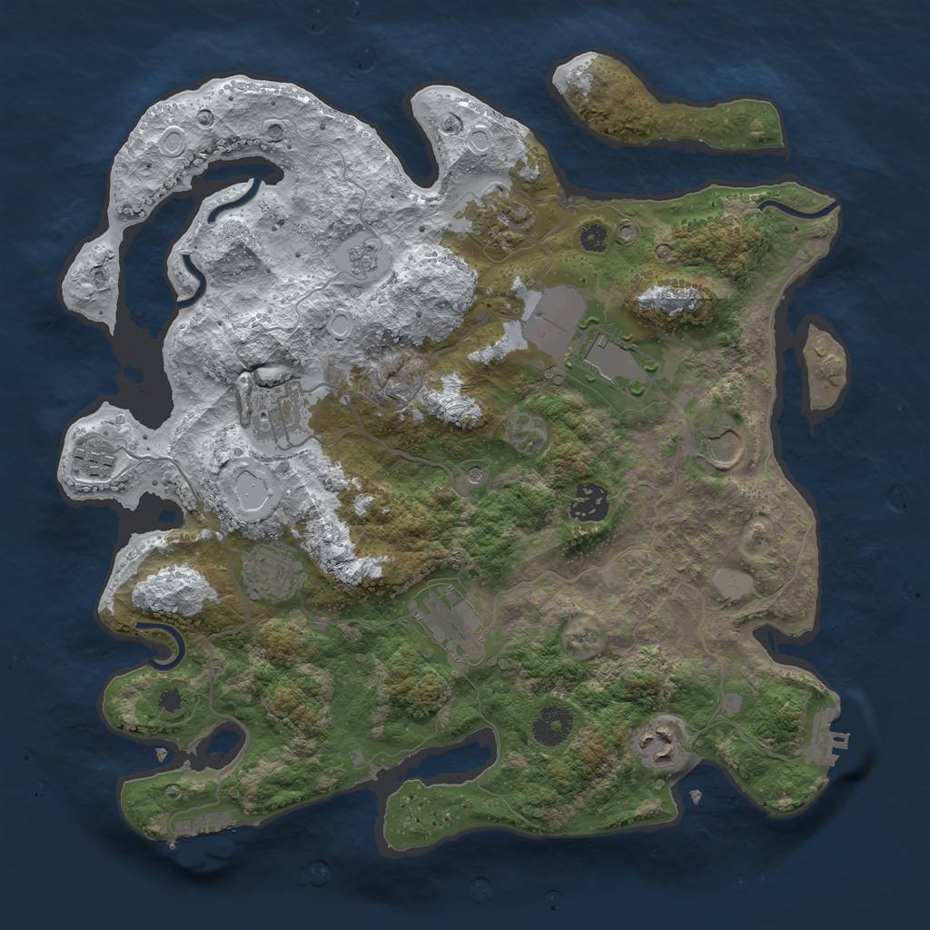 Rust Map: Procedural Map, Size: 3500, Seed: 354, 18 Monuments
