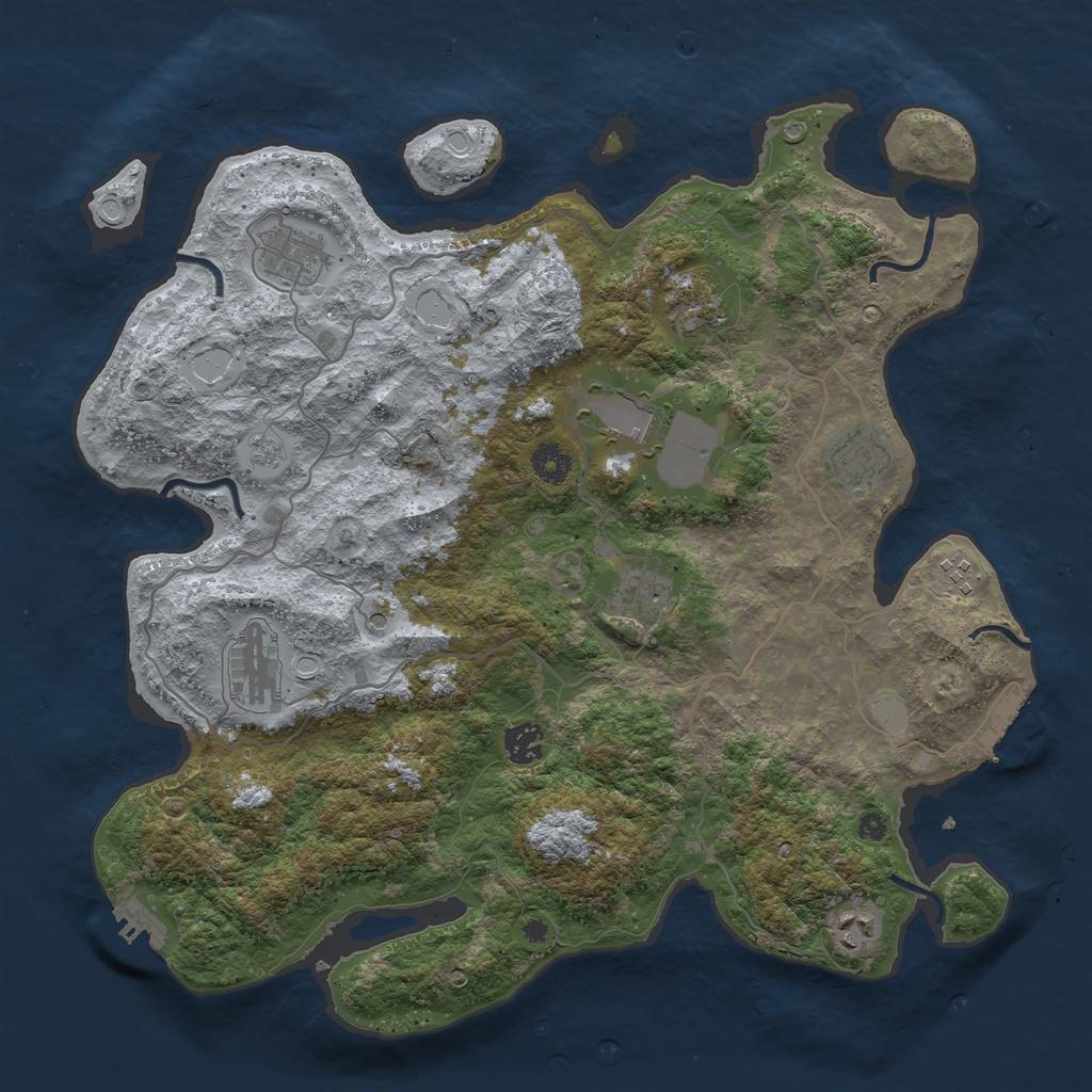 Rust Map: Procedural Map, Size: 4000, Seed: 1873234059, 18 Monuments