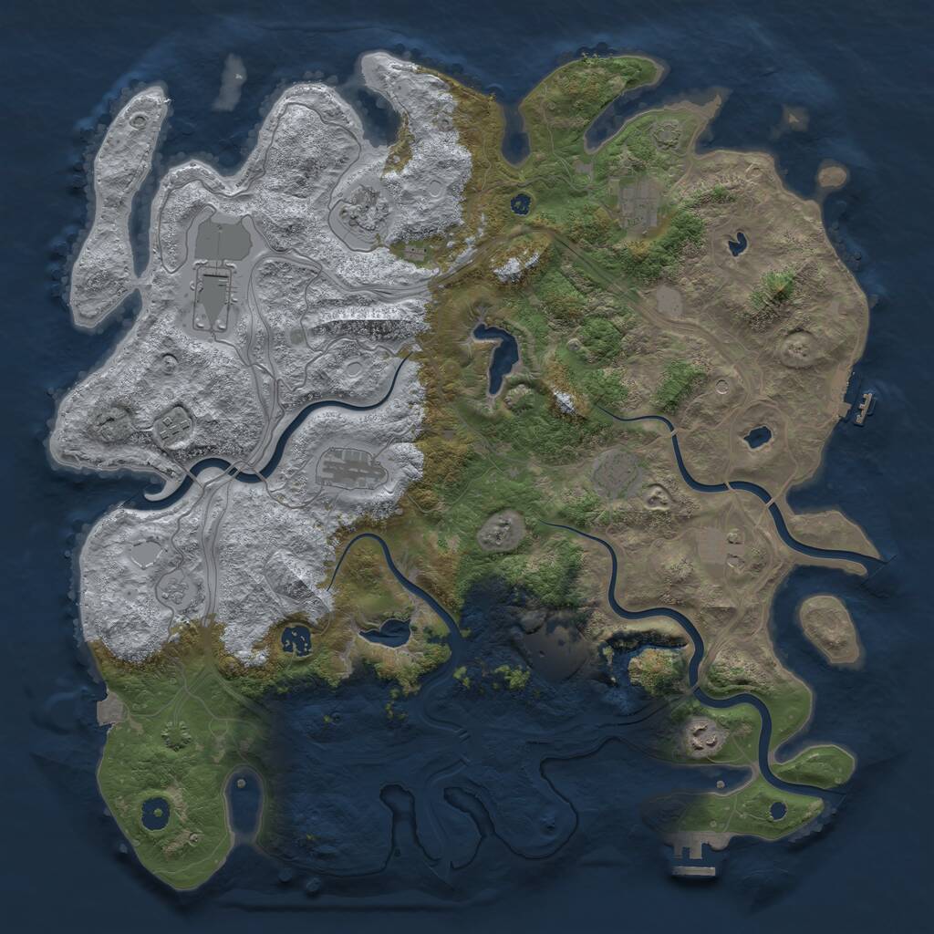 Rust Map: Procedural Map, Size: 4500, Seed: 19121526, 16 Monuments