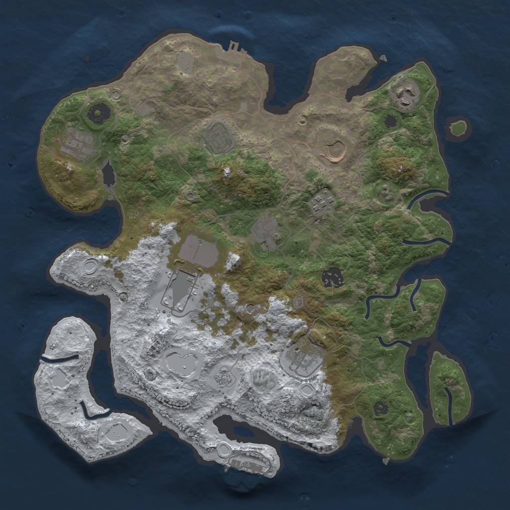 Rust Map: Procedural Map, Size: 3500, Seed: 3063091, 18 Monuments