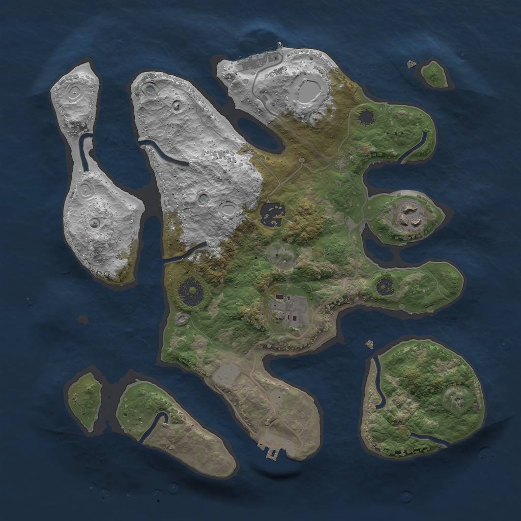 Rust Map: Procedural Map, Size: 3000, Seed: 2086270422, 10 Monuments