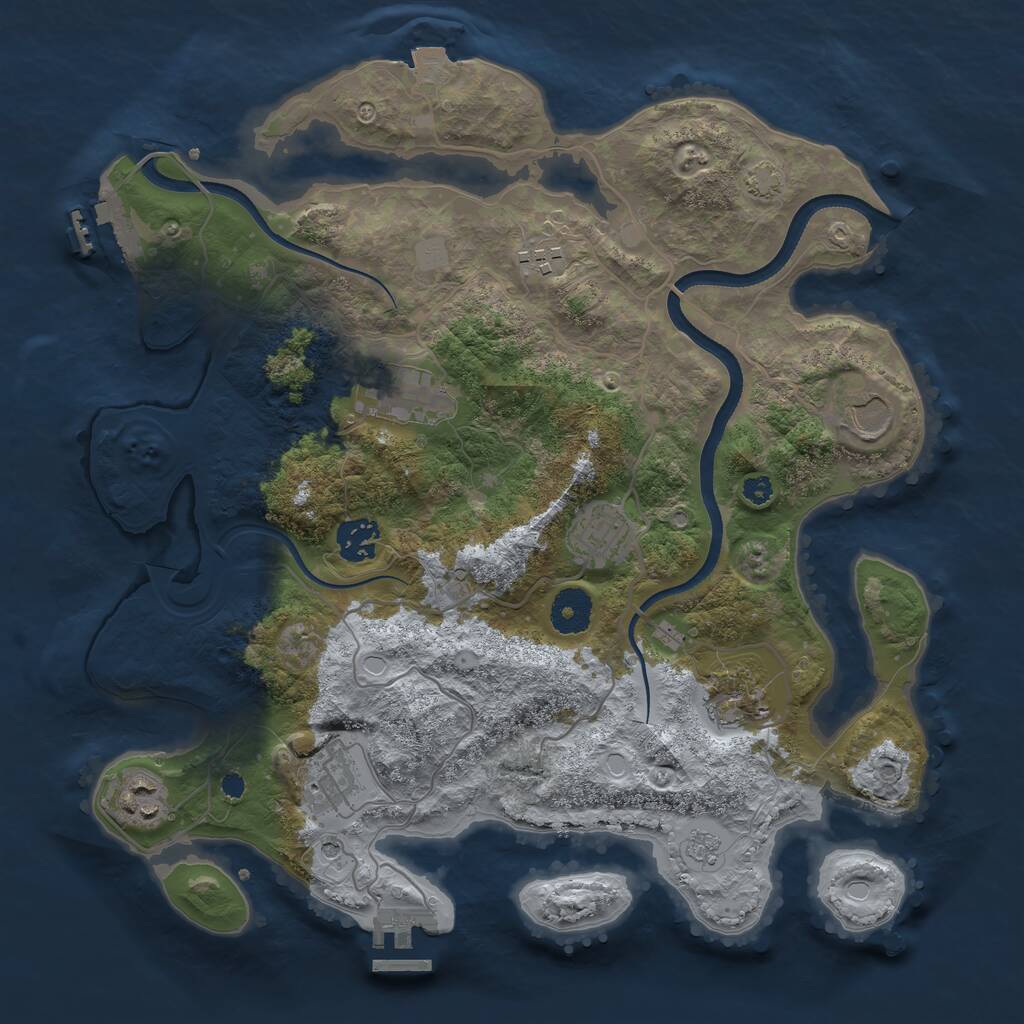 Rust Map: Procedural Map, Size: 3500, Seed: 4433224, 14 Monuments