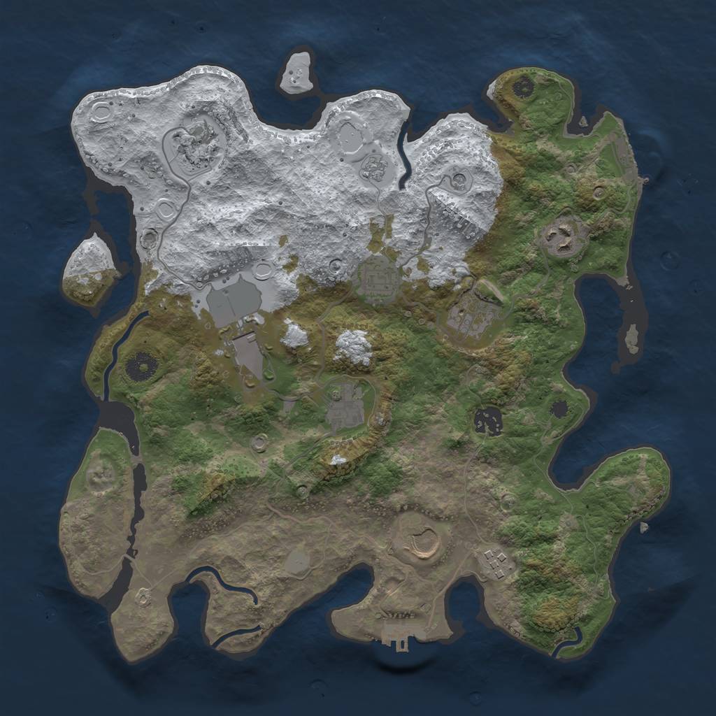 Rust Map: Procedural Map, Size: 3550, Seed: 578420, 18 Monuments