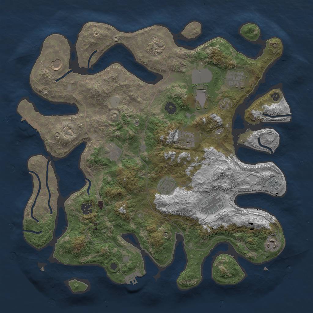 Rust Map: Procedural Map, Size: 4000, Seed: 1994640687, 19 Monuments