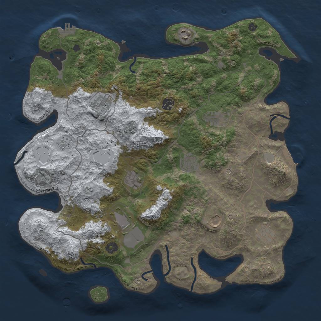 Rust Map: Procedural Map, Size: 4000, Seed: 1554633, 19 Monuments