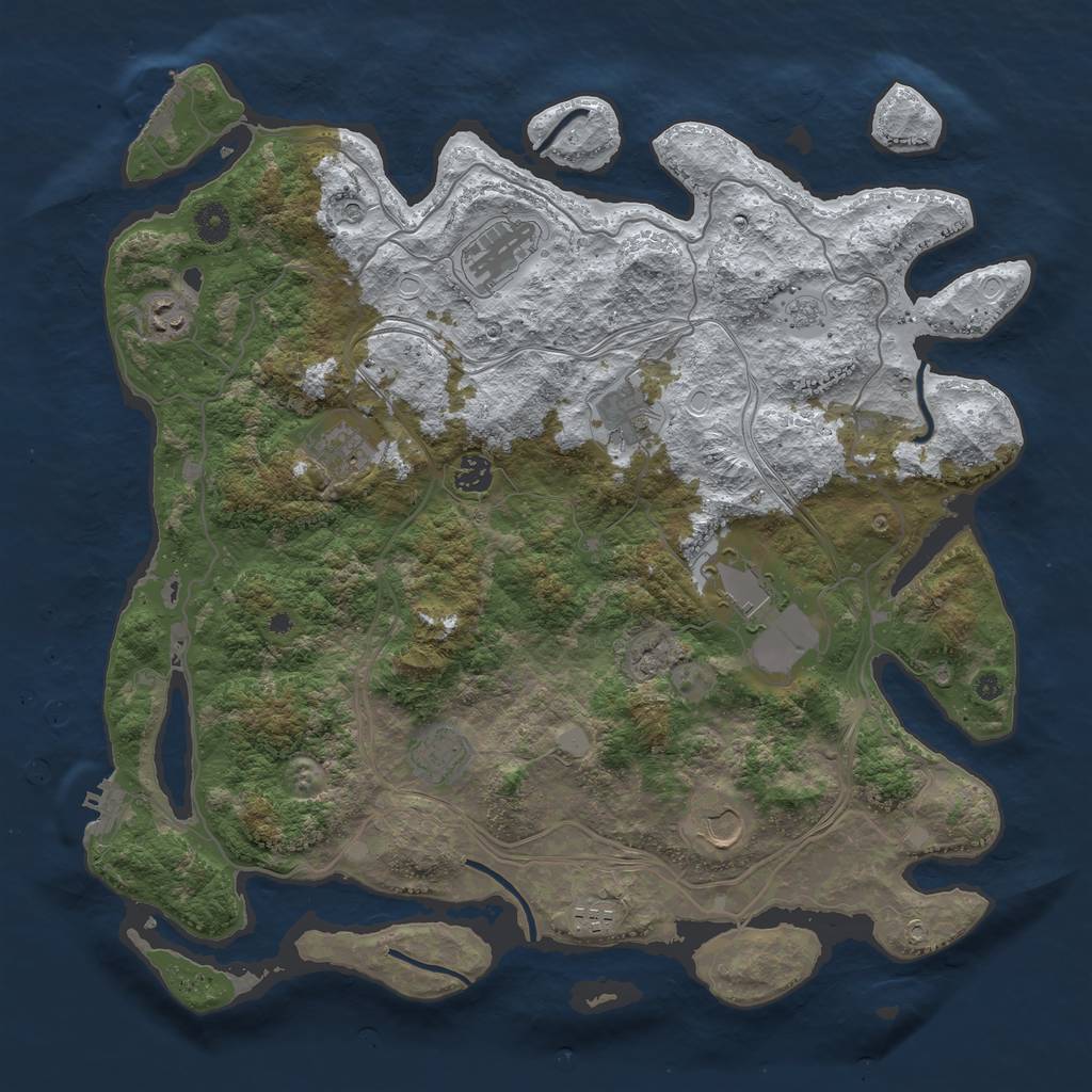 Rust Map: Procedural Map, Size: 4250, Seed: 886394974, 18 Monuments