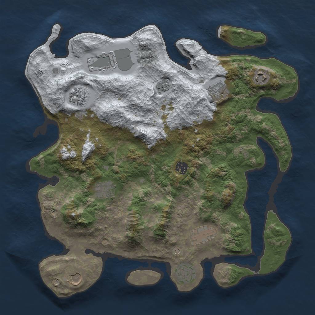 Rust Map: Barren, Size: 3800, Seed: 15, 13 Monuments
