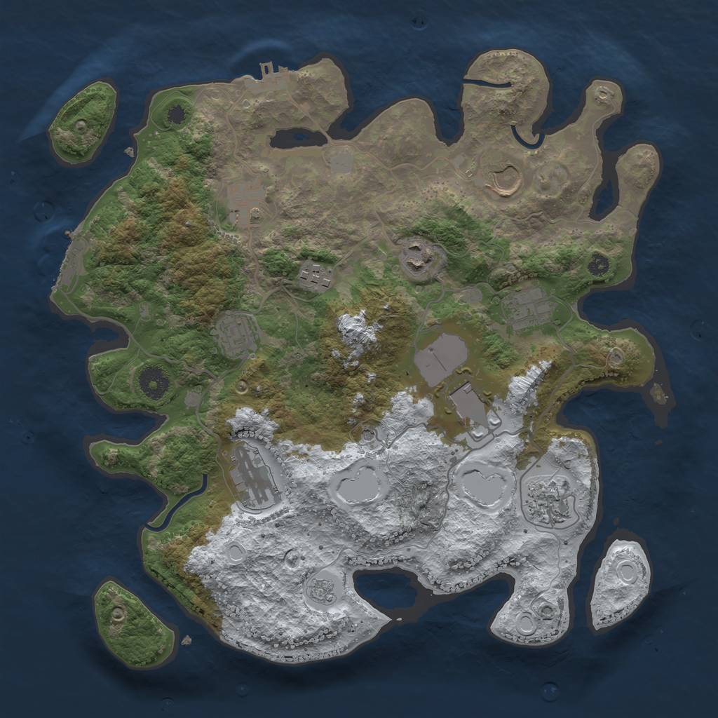 Rust Map: Procedural Map, Size: 3500, Seed: 348547, 18 Monuments