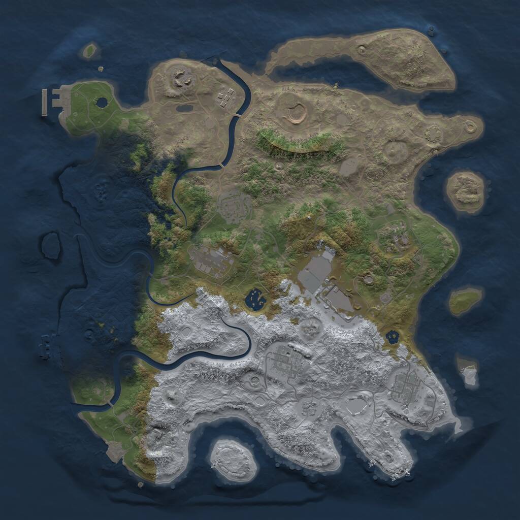 Rust Map: Procedural Map, Size: 3850, Seed: 2040369735, 16 Monuments