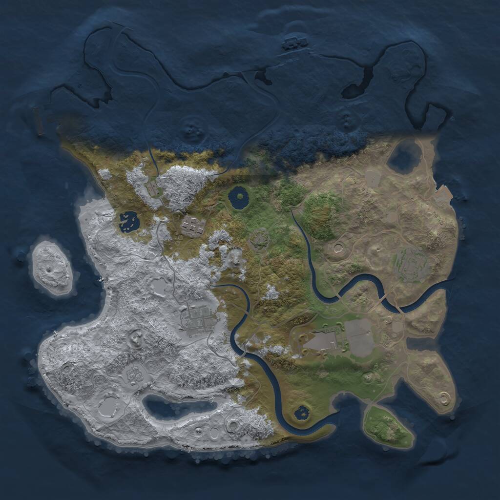 Rust Map: Procedural Map, Size: 3500, Seed: 696827918, 11 Monuments