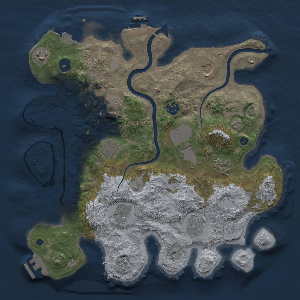 Rust Map: Procedural Map, Size: 3550, Seed: 495255, 16 Monuments