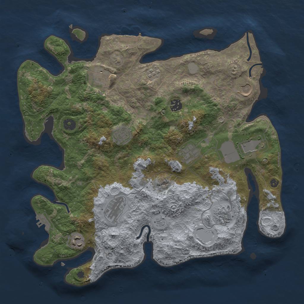 Rust Map: Procedural Map, Size: 3700, Seed: 165687, 17 Monuments