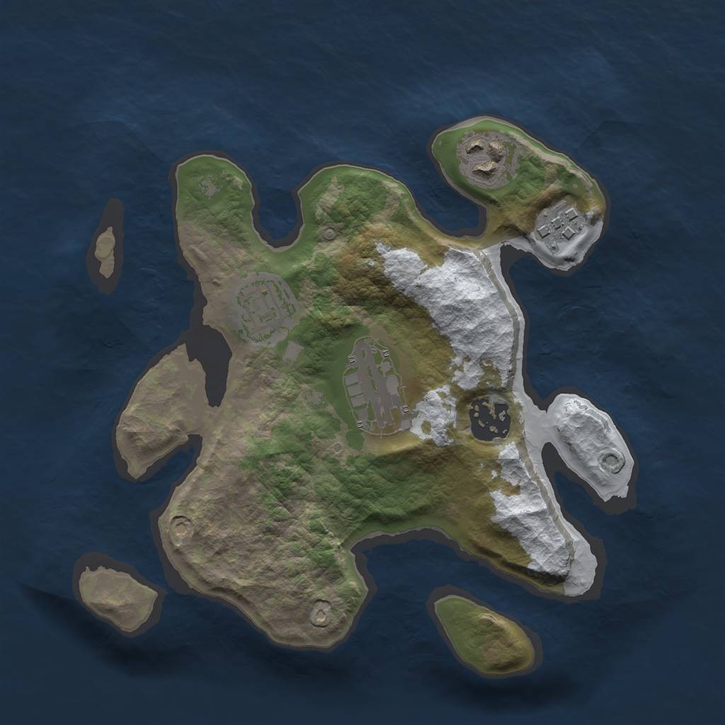 Rust Map: Barren, Size: 2500, Seed: 864021, 7 Monuments